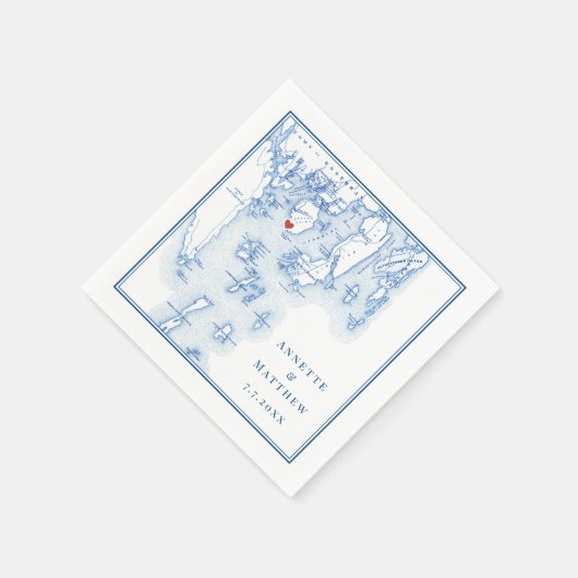 Spruce Point Inn Boothbay Hafen Maine Karte Hochze Serviette (Ecke)