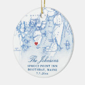 Spruce Point Inn Maine Neu vermählte Weihnachten Keramik Ornament (Links)
