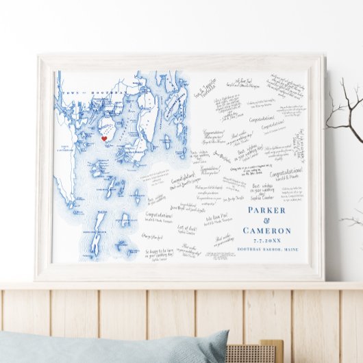Spruce Point Inn Wedding Blue Guest Book Poster