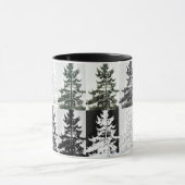 Spruce Trees Black White Grey Nature Art Tasse (Zentrum)