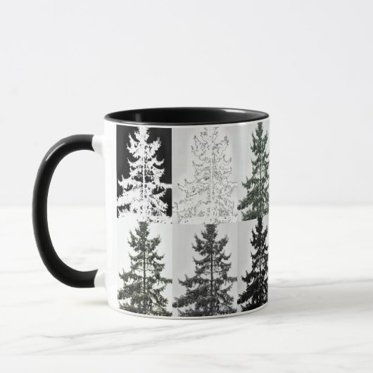 Spruce Trees Black White Grey Nature Art Tasse (Links)