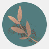 Spruce und Bronze Fall Leaf Wedding Round Sticker (Vorderseite)