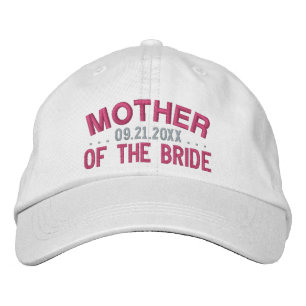 Spruch für die Mutter der Braut Rosa auf Weiß Bestickte Baseballkappe
