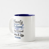 Sprüche 12,25 Bibelvers – Kind Word Art Zweifarbige Tasse (Vorderseite Links)