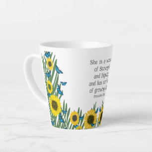 Sprüche 31:25 Religiöse christliche Schmetterlinge Milchtasse
