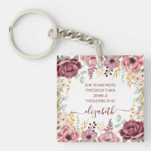 Sprüche 31 Elegante pastellrosa Blumenschrift Schlüsselanhänger