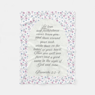 Sprüche 3:3–4 Florale Schriftstelle Fleecedecke