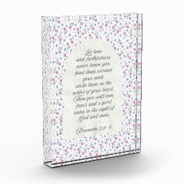 Sprüche 3:3–4 Florale Schriftstelle  Fotoblock