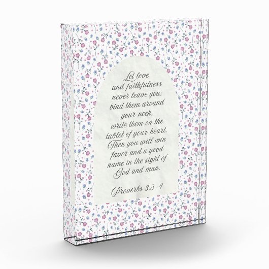 Sprüche 3:3–4 Florale Schriftstelle  Fotoblock (Links)