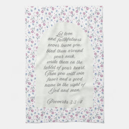 Sprüche 3:3–4 Florale Schriftstelle  Geschirrtuch