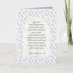 Sprüche 3:3–4 Florale Schriftstelle Karte