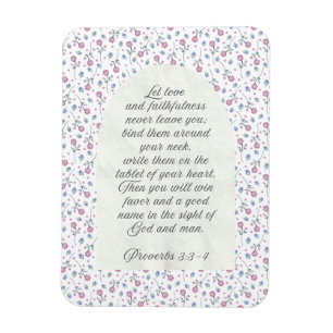 Sprüche 3:3–4 Florale Schriftstelle  Magnet