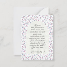 Sprüche 3:3–4 Florale Schriftstelle  Mitteilungskarte