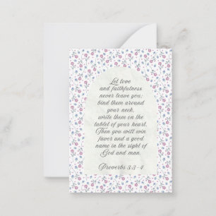 Sprüche 3:3–4 Florale Schriftstelle  Mitteilungskarte