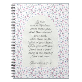 Sprüche 3:3–4 Florale Schriftstelle  Notizblock