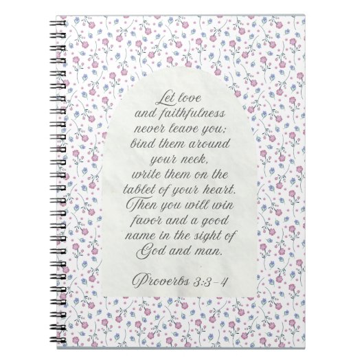 Sprüche 3:3–4 Florale Schriftstelle Notizblock (Vorderseite)