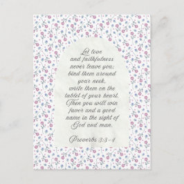 Sprüche 3:3–4 Florale Schriftstelle  Postkarte