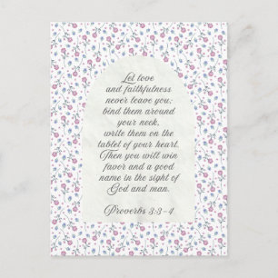 Sprüche 3:3–4 Florale Schriftstelle  Postkarte