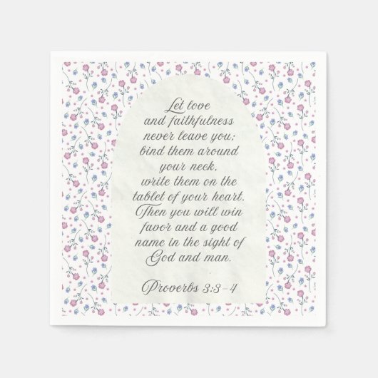 Sprüche 3:3–4 Florale Schriftstelle  Serviette (Vorderseite)