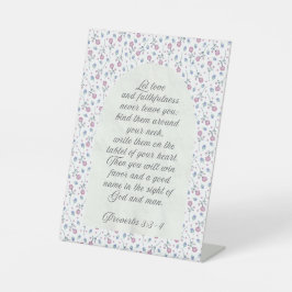 Sprüche 3:3–4 Florale Schriftstelle  Sockelschild