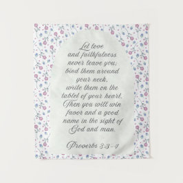 Sprüche 3:3–4 Florale Schriftstelle  Wandteppich