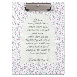 Sprüche 3:3–4 Florales Schriftwort  Klemmbrett