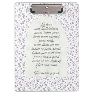 Sprüche 3:3–4 Florales Schriftwort  Klemmbrett