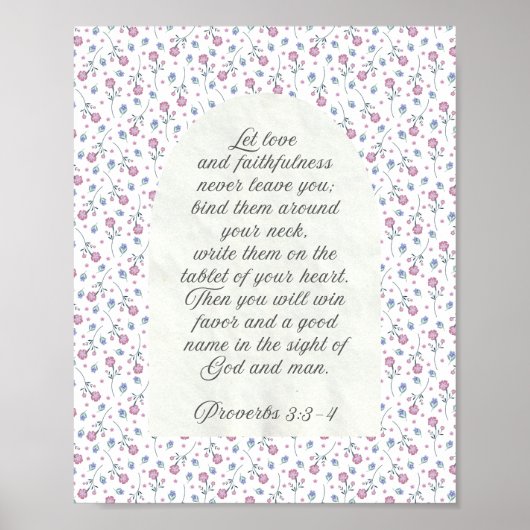Sprüche 3:3–4 Florales Schriftwort Poster (Vorne)