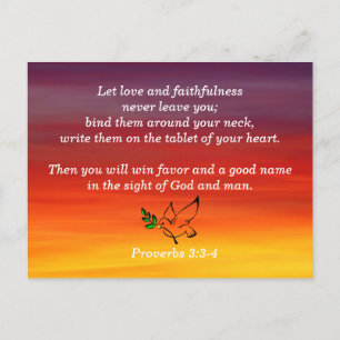 Sprüche 3:3-4 Treue Bibelvers zum Auswendiglernen Postkarte