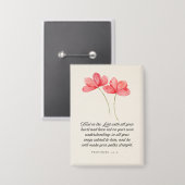 Sprüche 3:5–6 Vertraue auf den Herrn Rosa Floral Button (Vorderseite/Rückseite)