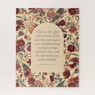 Sprüche 3:5–6 Vertraue auf den Herrn Vintage Flora Puzzle