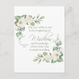 Sprüche 9:10 Eukalyptus Weiße Rosen Salbeigrün Postkarte