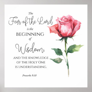 Sprüche 9:10 Furcht des Herrn Rose Blume Bibel Poster