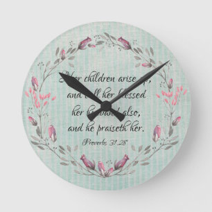 Sprüche Mutter: Ihre Kinder stehen auf KJV-Vers Runde Wanduhr
