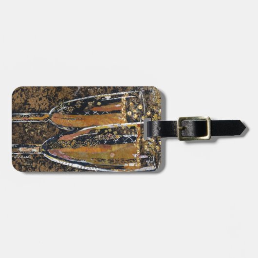 Sprudelnd - Champagnercollagenkunst Gepäckanhänger (Vorderseite horizontal)