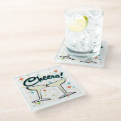 Sprudelnd Gehen-Gehen! Glasuntersetzer (Schrägansicht)