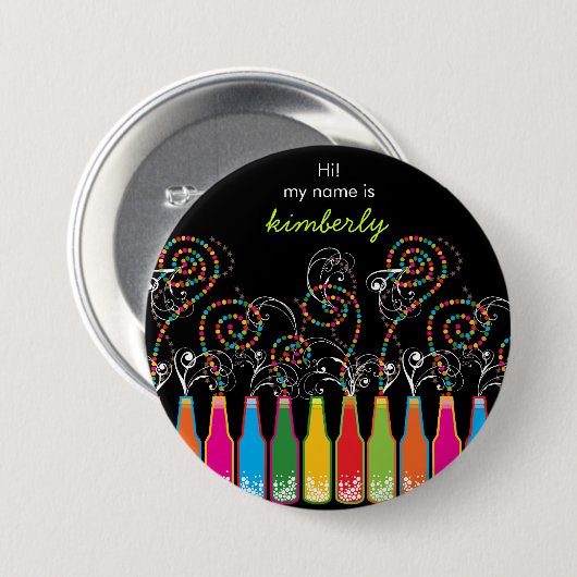 Sprudelnde Feiern! Party-Namensumbau-Knopf Button (Vorne & Hinten)
