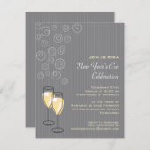 Sprudelnde neue Jahr-Einladung Champagne Einladung (Vorne/Hinten)