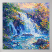 Sprudelnder Wasserfall - Impressionistischer Malst Poster (Vorne)