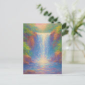 Sprudelnder Wasserfall - Pastell-Malstil Kunst Postkarte (Stehend Vorderseite)