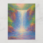 Sprudelnder Wasserfall - Pastell-Malstil Kunst Postkarte (Vorderseite)