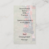 Sprüharm der landwirtschaftlichen Ernte Visitenkarte (Rückseite)