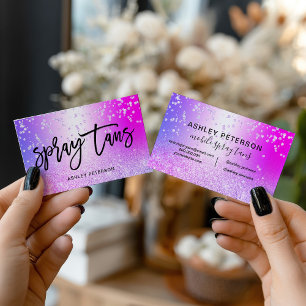 Sprühbräune Pink violetter Glitter metallische Kon Visitenkarte