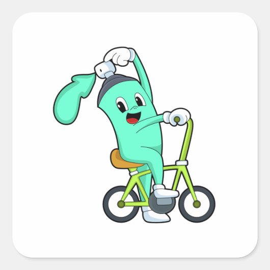 Sprühdose mit Fahrrad Quadratischer Aufkleber (Vorderseite)