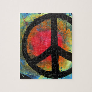 Sprühfarben-Kunst Regenbogen-Friedenszeichen-Maler Puzzle
