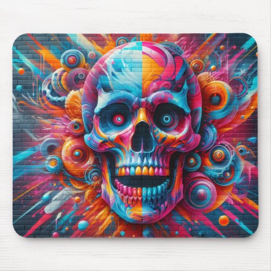 Sprühfarben-Schädel Mousepad (Vorne)