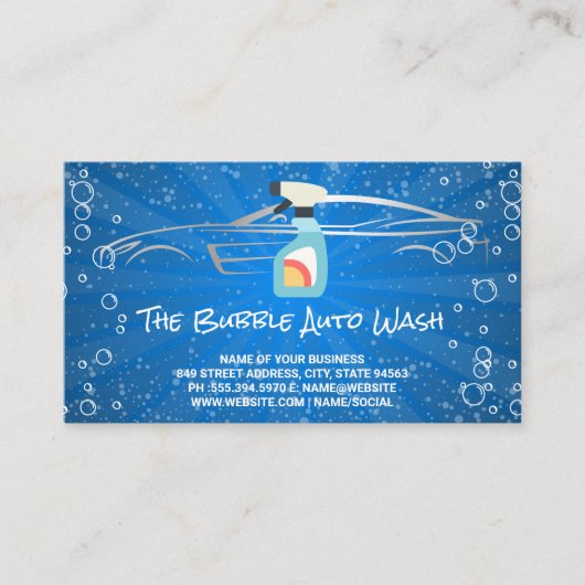 Sprühflasche | Seifenblasen Kfz-Wash Visitenkarte (Vorderseite)