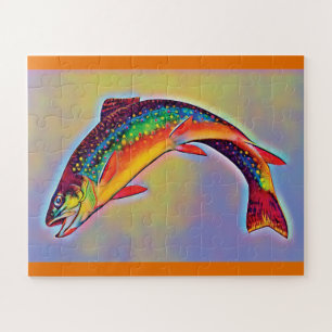 Sprung Brook Trout Postcard Jigsaw Puzzle