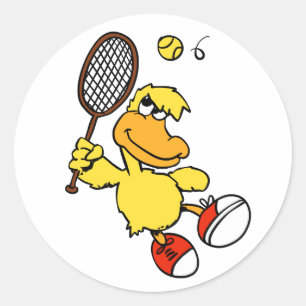 Sprung Duck Tennis Hintergrundfarbe auswählen Runder Aufkleber