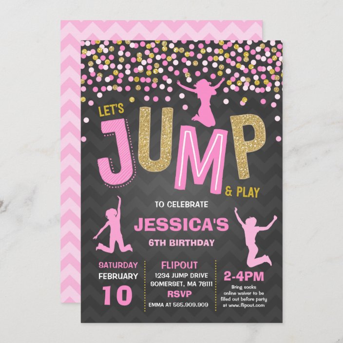 Sprung Geburtstag Einladung Jump Trampolin Party Zazzle.de